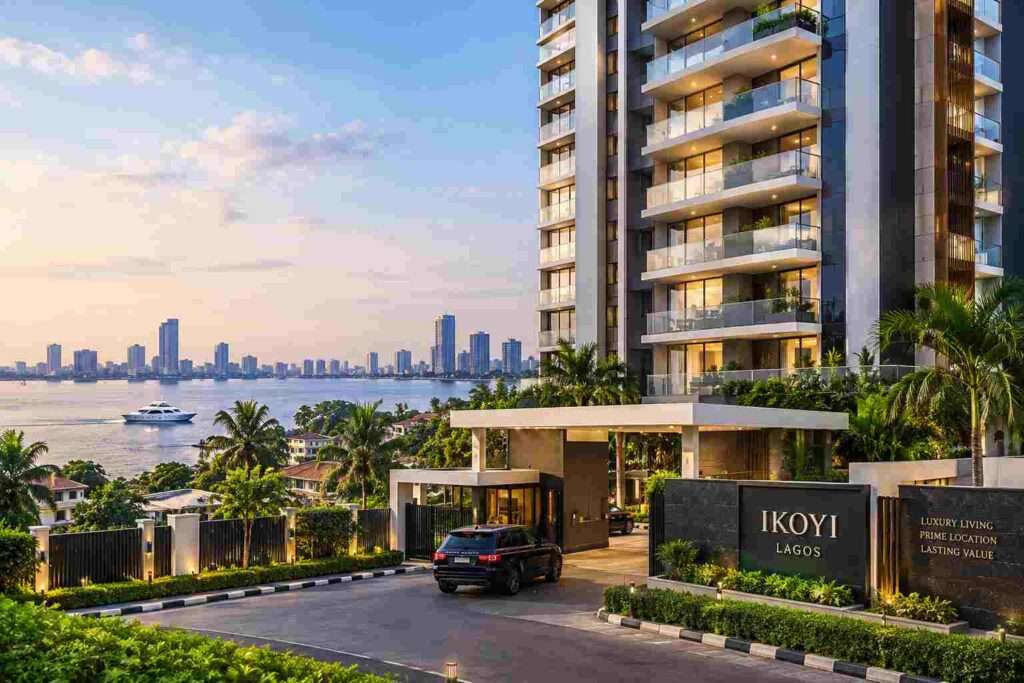 Luxury apartment tower in Ikoyi, Lagos, representing premium property prices
